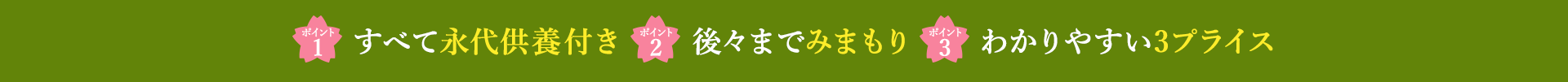 すべて永代供養付き。後々までみまもり。わかりやすい3プライス。